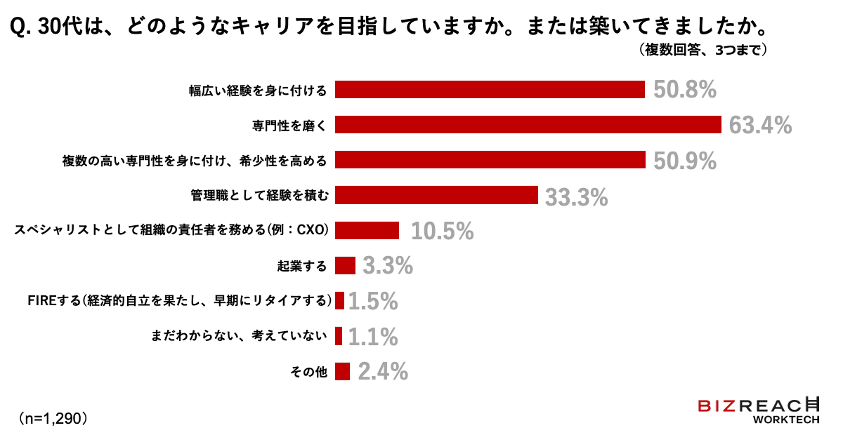 30代は、どのようなキャリアを目指していますか。または築いてきましたか